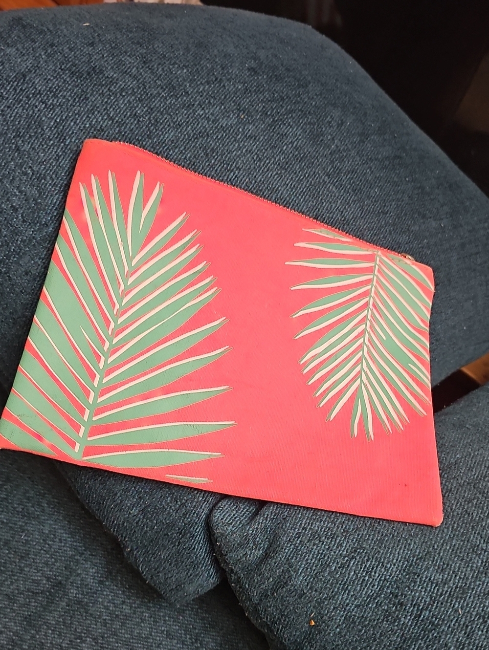 Tropical Leaf Neon Pink Clutch
